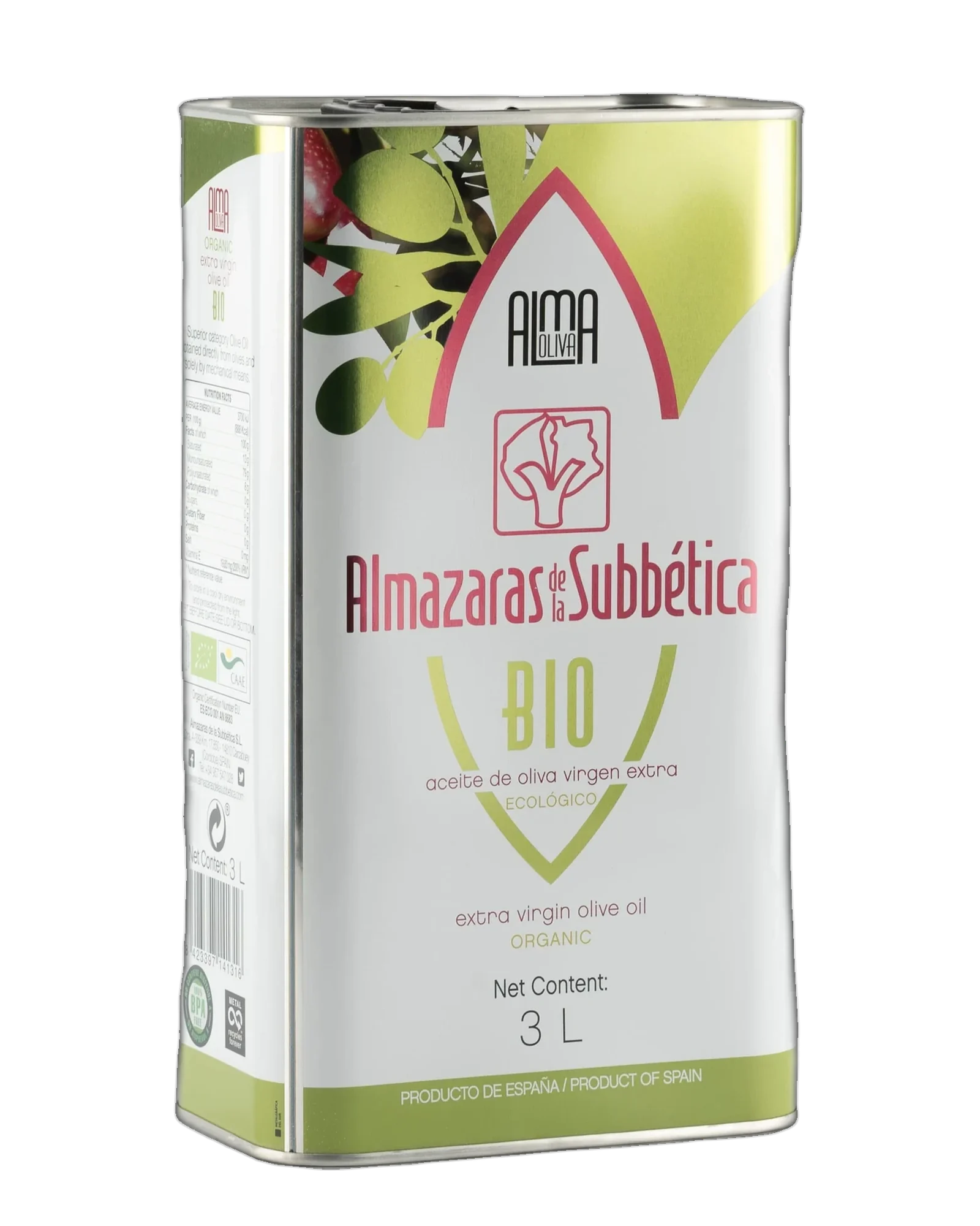 Dose Almazaras de la Subbética Bio, Natives Olivenöl Extra, 3 l, freigestellt
