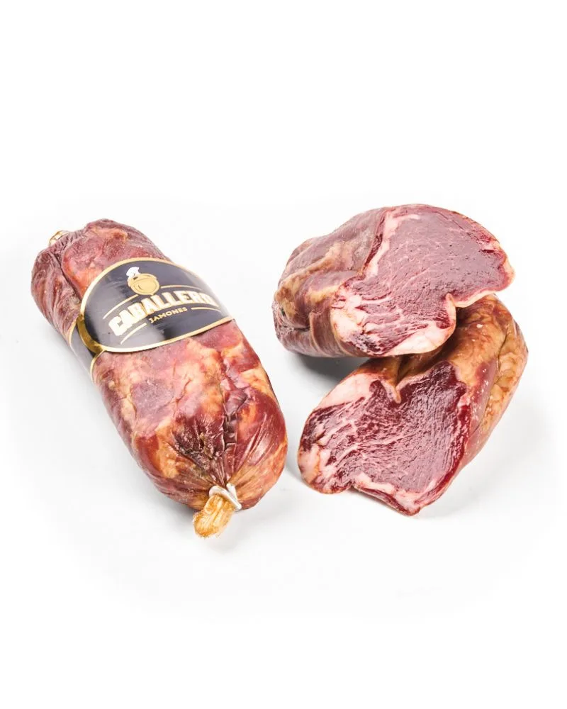 Lomito de Bellota 100 % Ibérico Extra, im Ganzen und angeschnitten