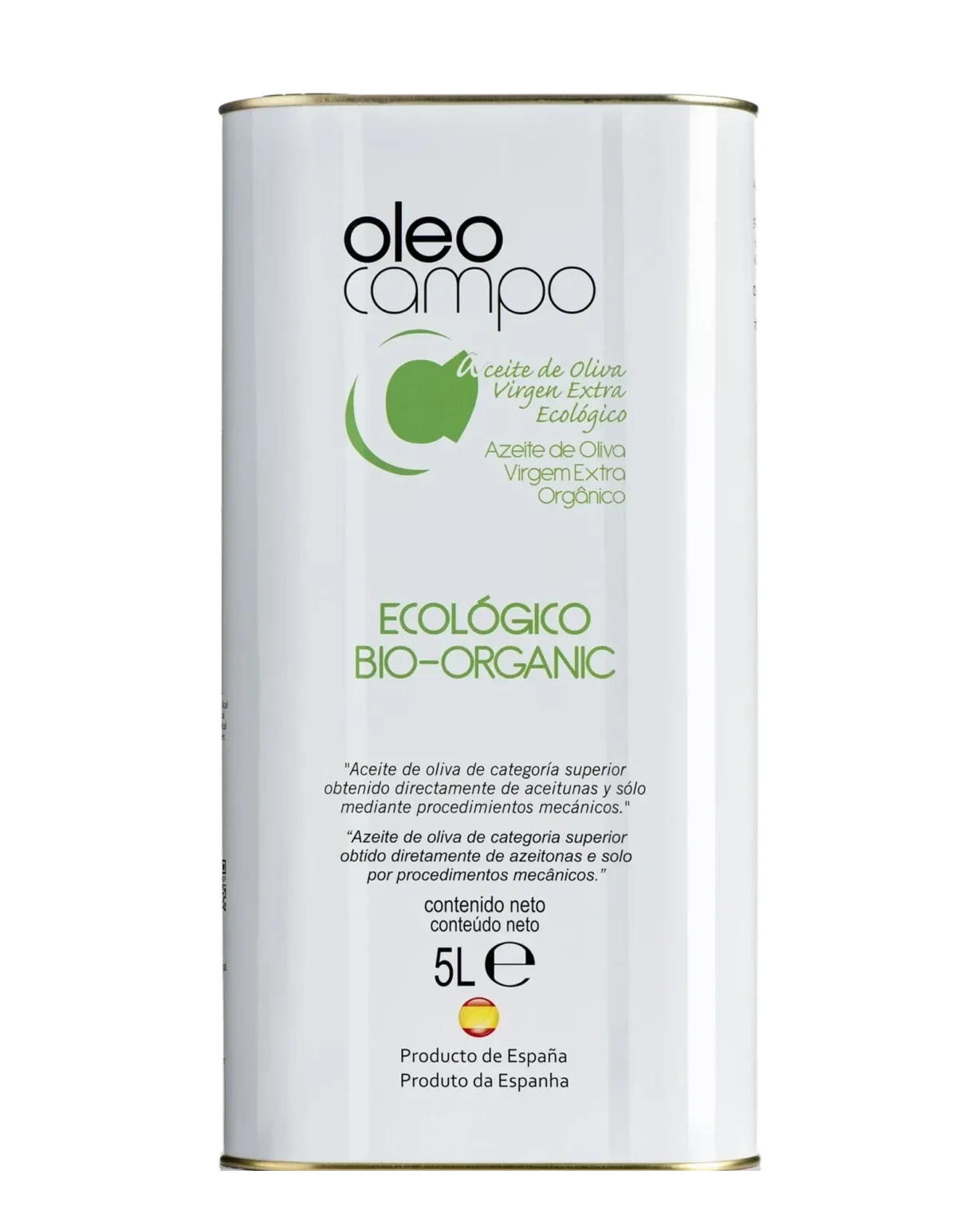 Weiße Dose Oleocampo Natives Olivenöl Extra Picual, 5 l, freigestellt