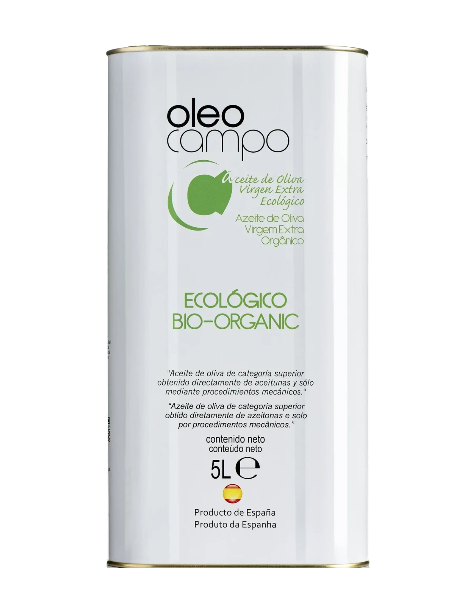 Weiße Dose Oleocampo Natives Olivenöl Extra Picual, 5 l, freigestellt
