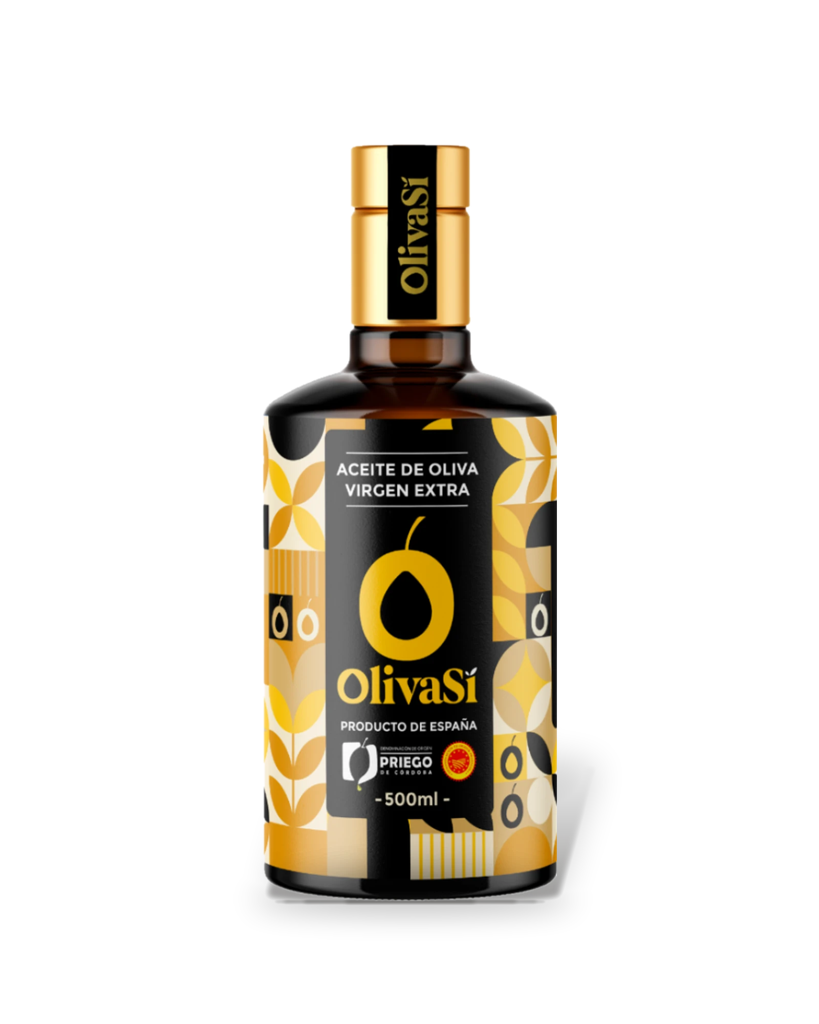 Flasche Oliva Sí Golden Edition, natives Olivenöl extra, 500 ml, freigestellt