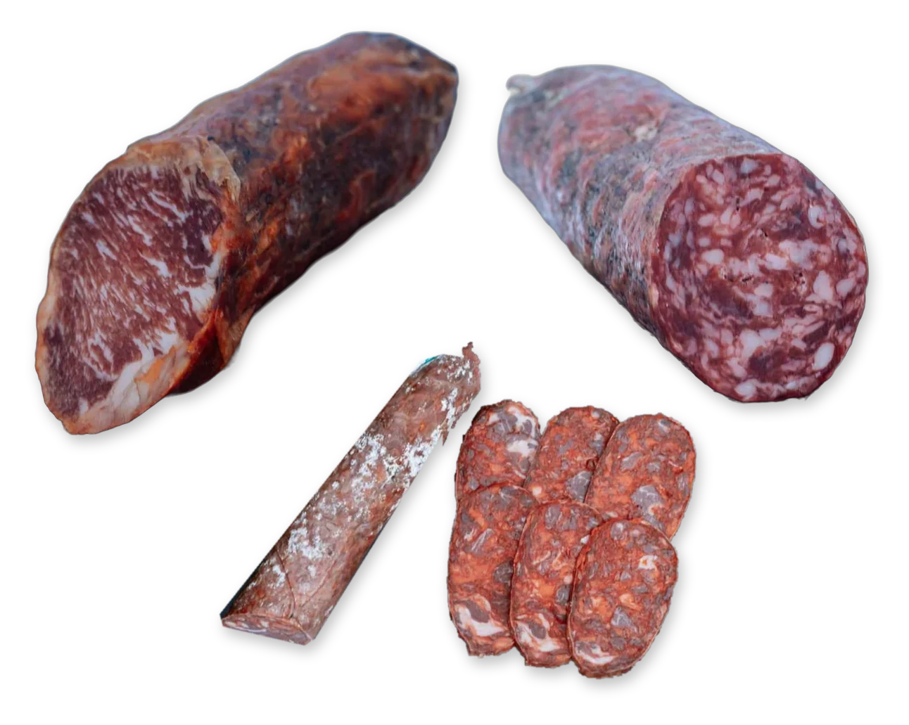 Ibérico-Paket: Caña de Lomo, Salchichón und Chorizo, freigestellt